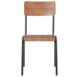 vidaXL Eetkamerstoelen 4 st massief multiplex staal bruin