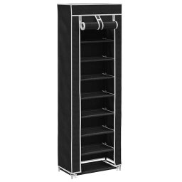 vidaXL Schoenenkast met hoes 57x29x162 stof zwart