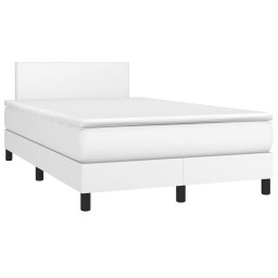 vidaXL Boxspring met matras en LED kunstleer wit 120x200 cm
