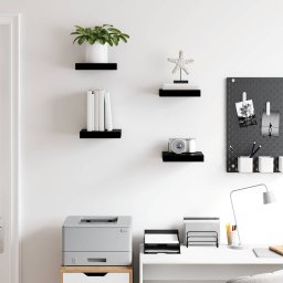 vidaXL Wandschappen zwevend 4 st 23x23,5x3,8 cm MDF hoogglans zwart