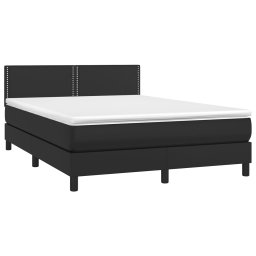vidaXL Boxspring met matras kunstleer zwart 140x190 cm