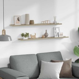 vidaXL Wandschappen 2 st 100x9x3 cm wit en sonoma eikenkleurig