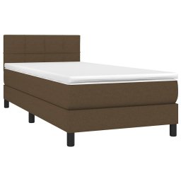vidaXL Boxspring met matras stof donkerbruin 90x200 cm