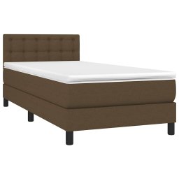 vidaXL Boxspring met matras en LED stof donkerbruin 80x200 cm