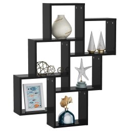 vidaXL Wandschap kubus 78x15x93 cm bewerkt hout zwart
