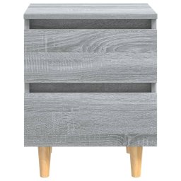 vidaXL Nachtkastjes 2 st met houten poten 40x35x50 cm grijs sonoma