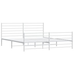 vidaXL Bedframe met hoofd- en voeteneinde metaal wit 200x200 cm