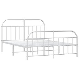 vidaXL Bedframe met hoofd- en voeteneinde metaal wit 135x190 cm