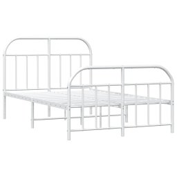 vidaXL Bedframe met hoofd- en voeteneinde metaal wit 120 x 190 cm