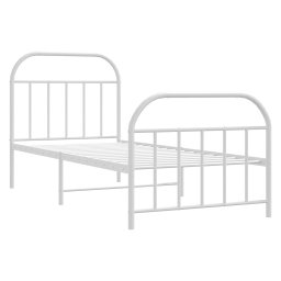 vidaXL Bedframe met hoofd- en voeteneinde metaal wit 90x190 cm