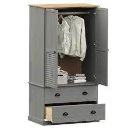 vidaXL Kledingkast VIGO 90x55x170 cm massief grenenhout grijs