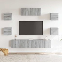 vidaXL 7-delige Tv-meubelset bewerkt hout grijs sonoma eikenkleurig
