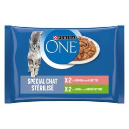Purina ONE 4 x 85 g Kattenvoer - Sterilcat Zalm en Kalkoen
