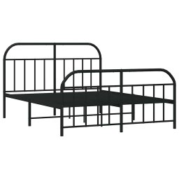 vidaXL Bedframe met hoofd- en voeteneinde metaal zwart 140x200 cm