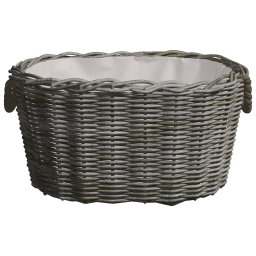 vidaXL Houtmand met handvatten 59x42x28 cm wilgenhout grijs