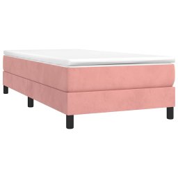 vidaXL Boxspring met matras fluweel roze 90x200 cm