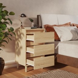 vidaXL Nachtkastje met houten poten 40x35x69 cm sonoma eikenkleurig