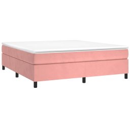 vidaXL Boxspring met matras fluweel roze 160x200 cm