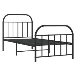 vidaXL Bedframe met hoofd- en voeteneinde metaal zwart 90x190 cm