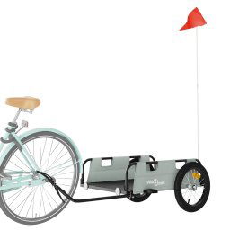 vidaXL Fietstrailer oxford stof en ijzer grijs