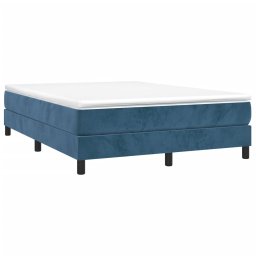 vidaXL Boxspring met matras fluweel donkerblauw 140x200 cm