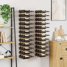 vidaXL Wijnrekken 2 st voor 36 flessen wandmontage ijzer goudkleurig