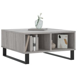 vidaXL Salontafel 60x60x30 cm bewerkt hout grijs sonoma eikenkleurig