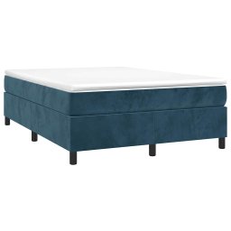 vidaXL Boxspring met matras fluweel donkerblauw 140x200 cm