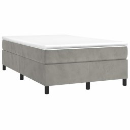 vidaXL Boxspring met matras fluweel lichtgrijs 120x200 cm
