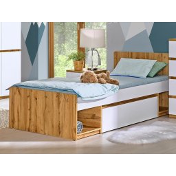 Eenpersoonsbed ARKEA 90x190 cm wit/wotan eik