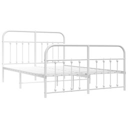 vidaXL Bedframe met hoofd- en voeteneinde metaal wit 135x190 cm