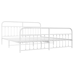 vidaXL Bedframe met hoofd- en voeteneinde metaal wit 193x203 cm