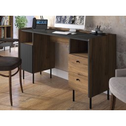 Bureau PRESTIGIA 1 deur 2 lades zwart/warmia noten