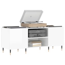 vidaXL Platenkast 121x38x48 cm bewerkt hout hoogglans wit
