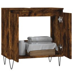vidaXL Badkamerkast 58x33x60 cm bewerkt hout gerookt eikenkleurig