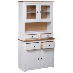 vidaXL Hoge kast Panama Range 93x40,5x180 cm massief grenenhout wit