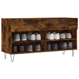 vidaXL Schoenenbank 102x35x55 cm bewerkt hout gerookt eikenkleurig