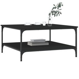 vidaXL Salontafel 80x80x40 cm bewerkt hout zwart