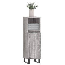vidaXL Badkamerkast 30x30x100 cm bewerkt hout grijs sonoma eikenkleur
