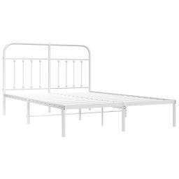vidaXL Bedframe met hoofdbord metaal wit 135x190 cm