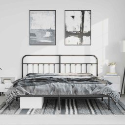 vidaXL Bedframe met hoofdbord metaal zwart 193x203 cm