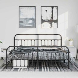 vidaXL Bedframe met hoofd- en voeteneinde metaal zwart 193x203 cm