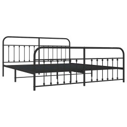 vidaXL Bedframe met hoofd- en voeteneinde metaal zwart 200x200 cm