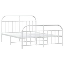 vidaXL Bedframe met hoofd- en voeteneinde metaal wit 183x213 cm