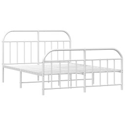 vidaXL Bedframe met hoofd- en voeteneinde metaal wit 140x200 cm