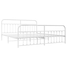 vidaXL Bedframe met hoofd- en voeteneinde metaal wit 200x200 cm