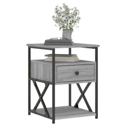 vidaXL Nachtkastjes 2 st 40x42x55 cm bewerkt hout grijs sonoma eiken