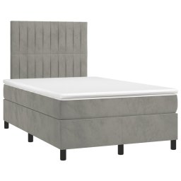 vidaXL Boxspring met matras fluweel lichtgrijs 120x200 cm