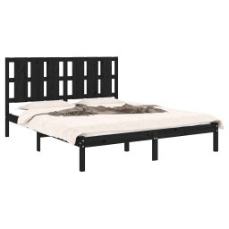 vidaXL Bedframe massief hout zwart 150x200 cm