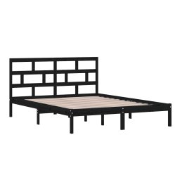 vidaXL Bedframe massief hout zwart 150x200 cm